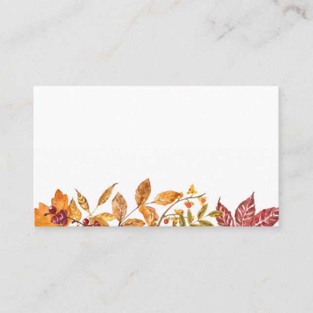 Carte De Placement Aquarelle Automne quitte Garland Mariage de automn (Devant)
