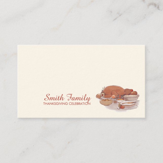 Carte De Placement Aquarelle Automne Thankgiving Turquie (Devant)