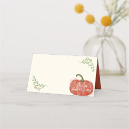 Carte De Placement Aquarelle Automne Thanksgiving Citrouille