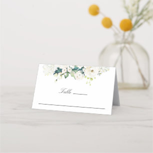 Carte De Placement Aquarelle blanche neutre Mariage floral