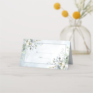 Carte De Placement Aquarelle bleu Dusty Botanical Green