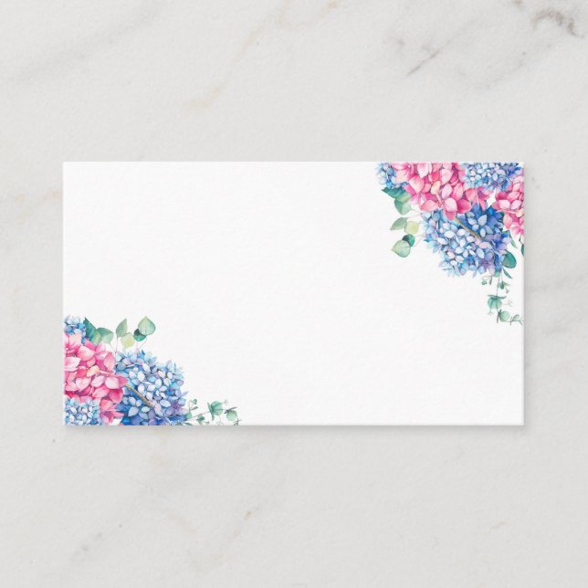 Carte De Placement Aquarelle bleu et PInk Mariage Hydrangea (Devant)