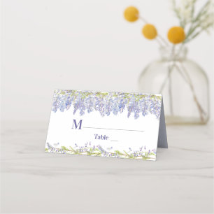 Carte De Placement Aquarelle bleu et violet Mariage floral