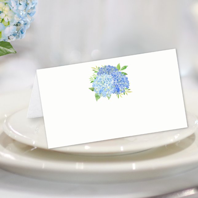 Carte De Placement Aquarelle bleu Hydrangea Floral (Créateur téléchargé)