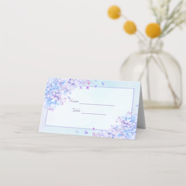 Carte De Placement Aquarelle bleu violet Mariage Lilac (Devant)