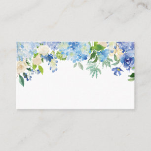 Carte De Placement Aquarelle bleue Hydrangeas & Rose Floral Garland