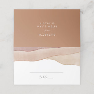 Carte De Placement Aquarelle Boho Abstraite Caramel Mocha plié