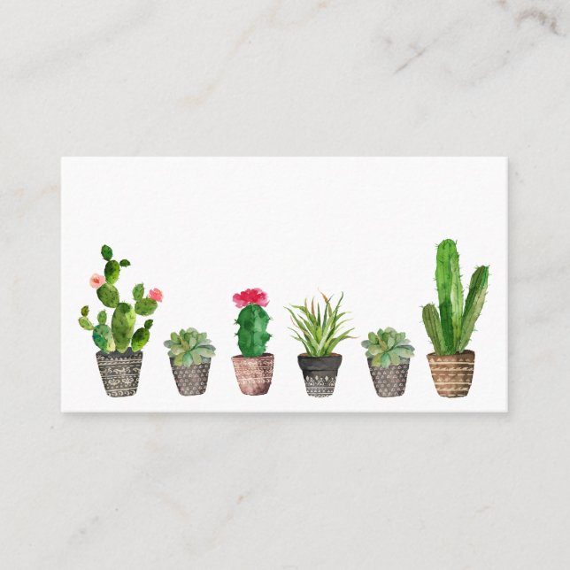 Carte De Placement Aquarelle Cactus pointillés et Mariage de succulen (Devant)
