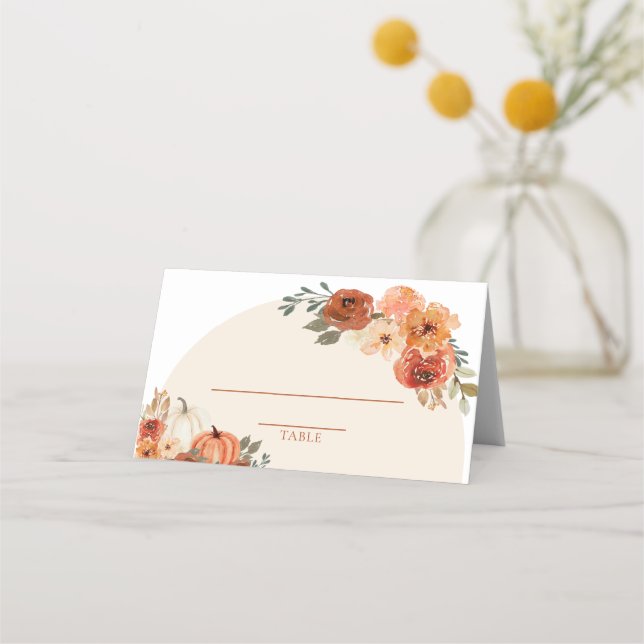 Carte De Placement Aquarelle Chute Citrouille Brûlé Orange Automne Fl (Devant)