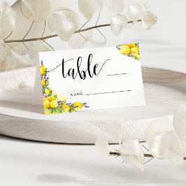 Carte De Placement Aquarelle Citron Lavande Boho Table Numéro Conseil