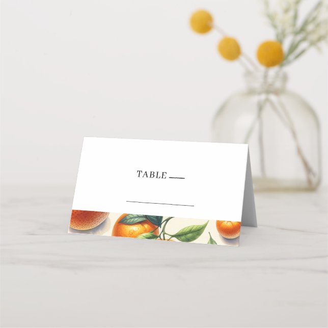 Carte De Placement Aquarelle Citrus Orange Feuille Mariage (Devant)
