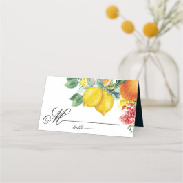 Carte De Placement Aquarelle de Citrus Mariage botanique