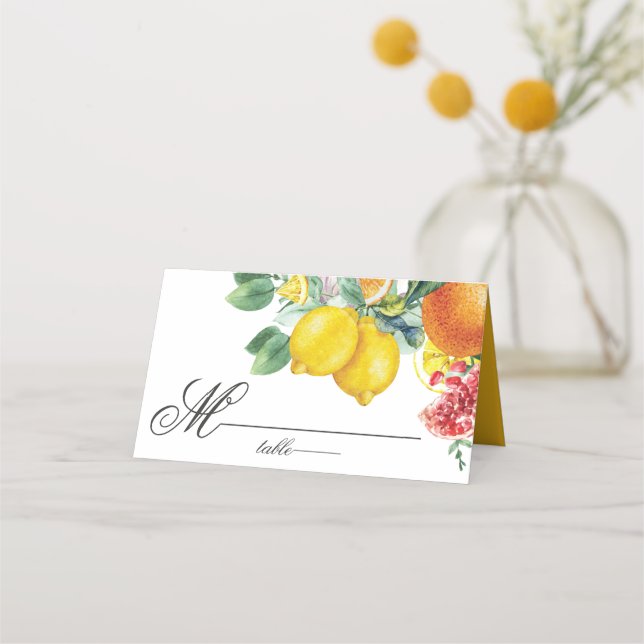 Carte De Placement Aquarelle de Citrus Mariage botanique (Devant)