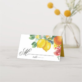 Carte De Placement Aquarelle de Citrus Mariage botanique