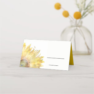 Carte De Placement Aquarelle de fleurs jaunes