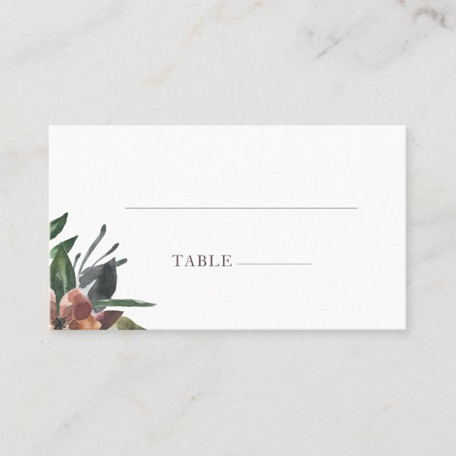 Carte De Placement Aquarelle de l'automne Mariage floral plat (Devant)