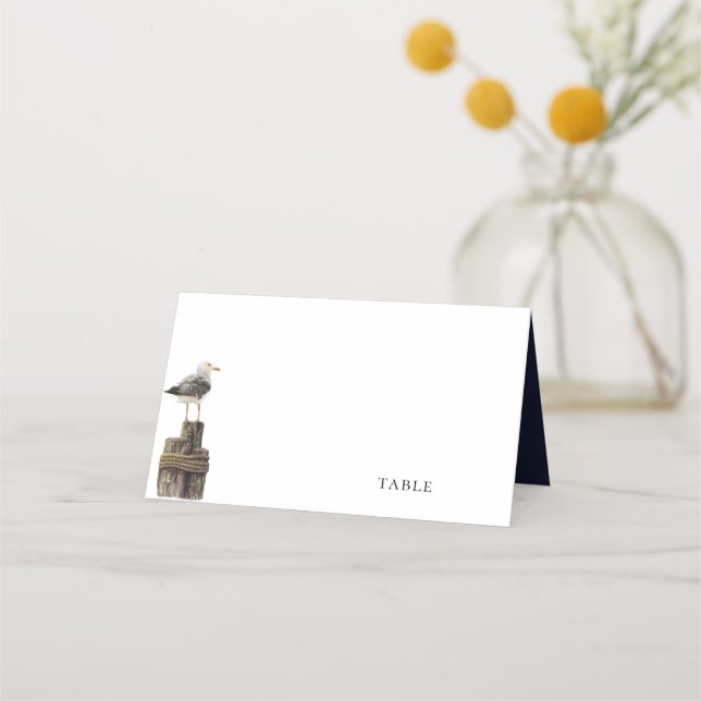 Carte De Placement Aquarelle de mer Marine Mariage bleu (Devant)