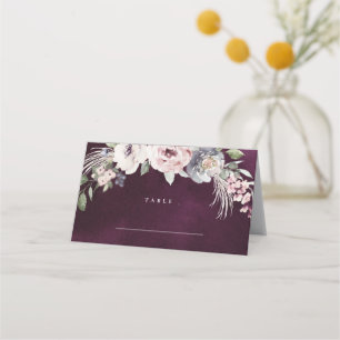 Carte De Placement Aquarelle de prune et mariage boho rose pâle