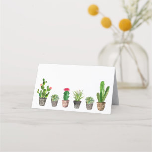 Carte De Placement Aquarelle de saumure Cactus pointillés et succulen