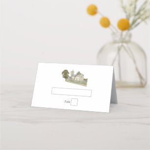 Carte De Placement Aquarelle Eglise traditionnelle Monogramme Mariage
