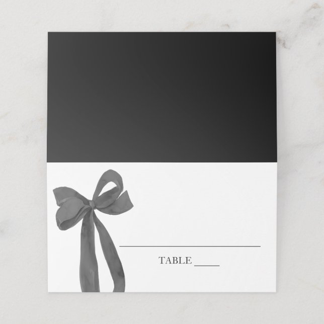Carte De Placement Aquarelle élégante Coquette Black Bow Place Card (Extérieur déplié)