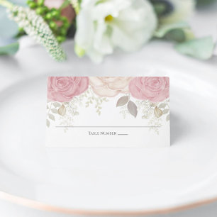 Carte De Placement Aquarelle Elégante Floral Rose Gold Green Place