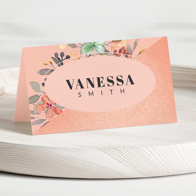 Carte De Placement Aquarelle en cuivre rose pâle Floral Chic Mariage (Créateur téléchargé)