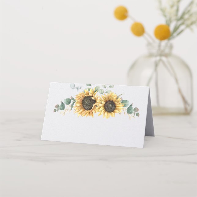 Carte De Placement Aquarelle Eucalyptus Floral Mariage de tournesol (Devant)