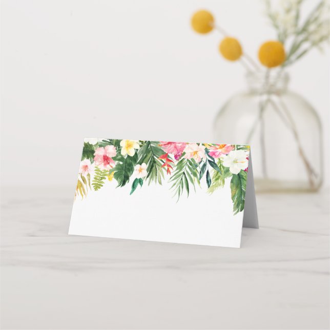 Carte De Placement Aquarelle Fleurs tropicales et Mariage de verdure (Devant)