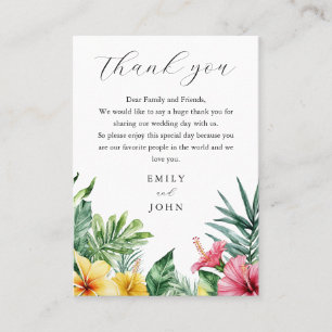Carte De Placement Aquarelle Fleurs tropicales Merci Mariage