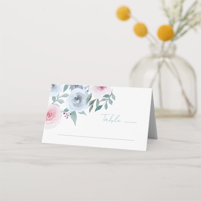 Carte De Placement Aquarelle Flore Verdure Printemps Mariage (Devant)