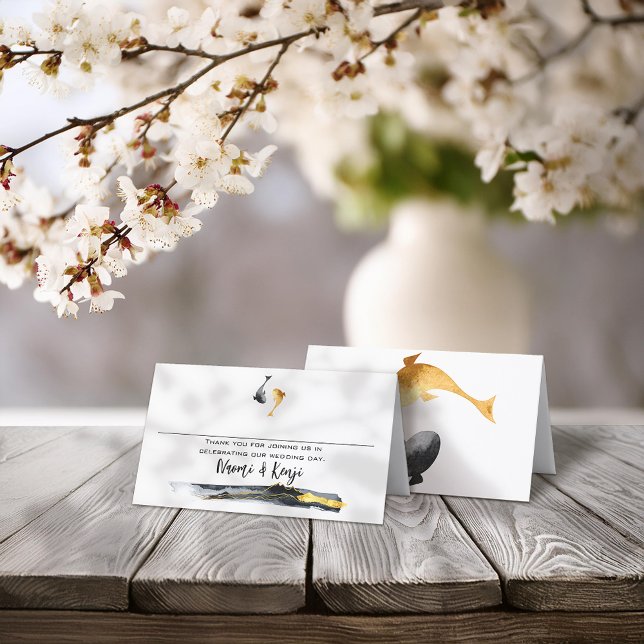 Carte De Placement Aquarelle Koi Fish Mariage (Créateur téléchargé)
