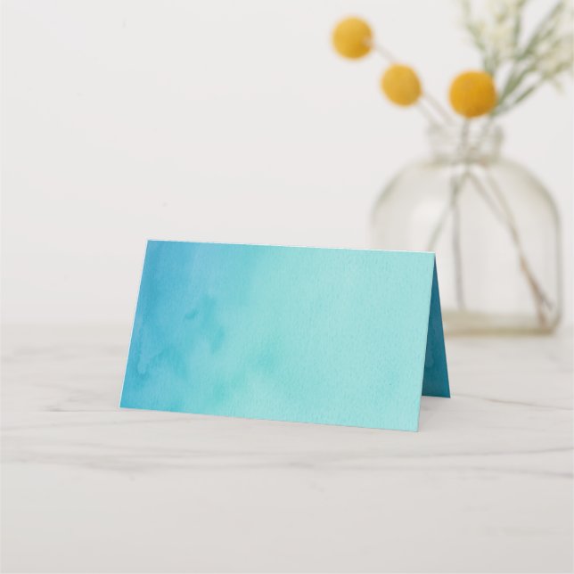 Carte De Placement Aquarelle Ombre bleue et Turquoise blanche (Devant)
