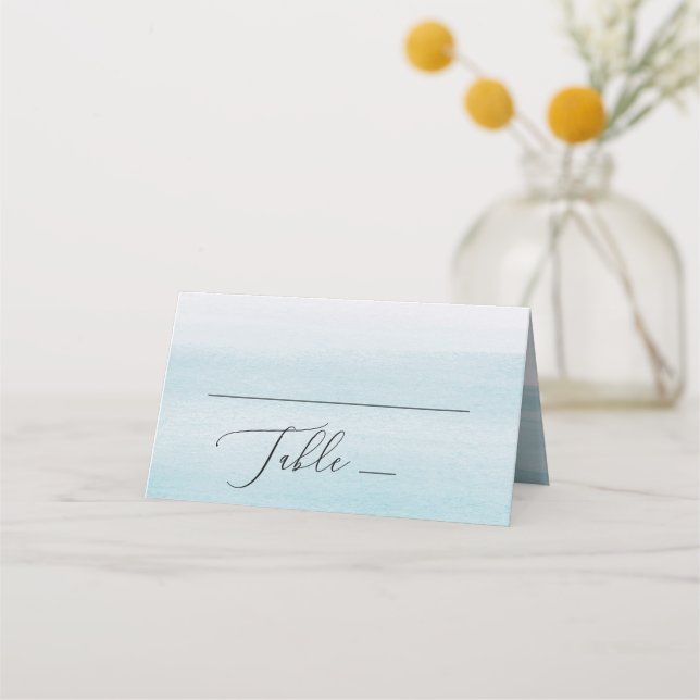 Carte De Placement Aquarelle pastel bleu nautique doux mariage (Devant)