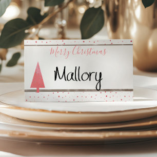 Carte De Placement Aquarelle Points et arbre de Noël 🎄 simple