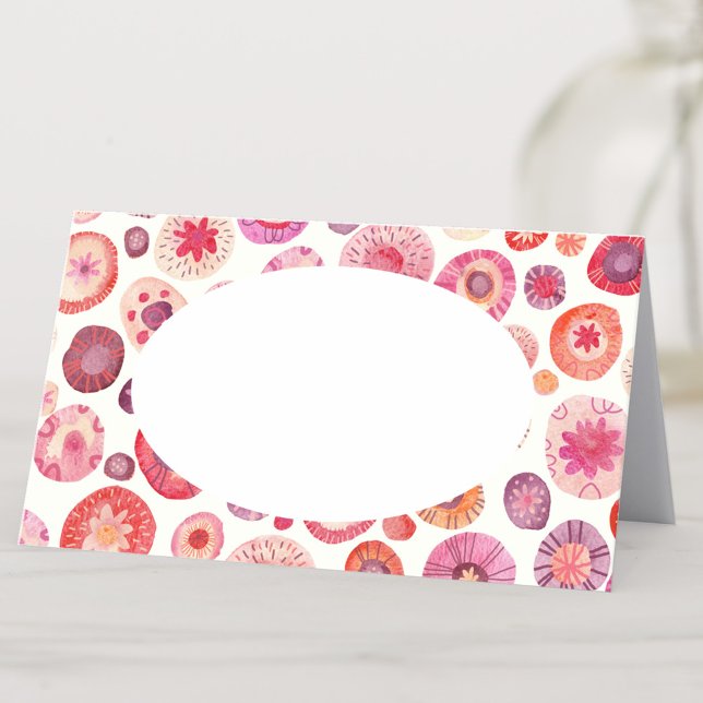 Carte De Placement Aquarelle rose Abstraite (Pink abstract floral pattern place name card)