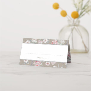 Carte De Placement Aquarelle rose et blanche Vintage