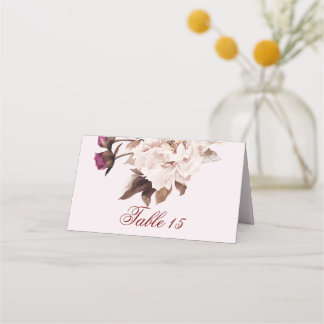 Carte De Placement Aquarelle rose Peony Floral Mariage Numéro de tabl