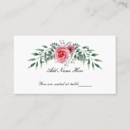 Carte De Placement Aquarelle Rose Rose Vert Feuillage