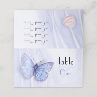 Carte De Placement Aquarelle roses et papillon