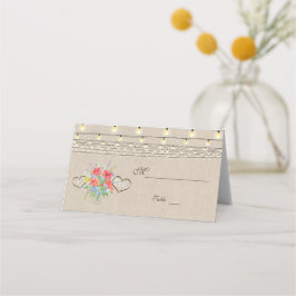 Carte De Placement Aquarelle rustique Fleurs sauvages Burlap
