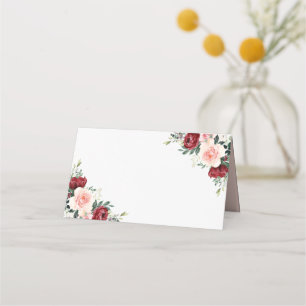 Carte De Placement Aquarelle rustique florale vierge pliée Carte de p