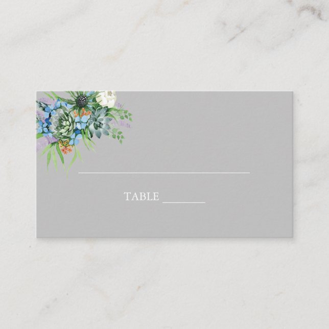 Carte De Placement Aquarelle Succulent bouquet floral Mariage Boho (Devant)