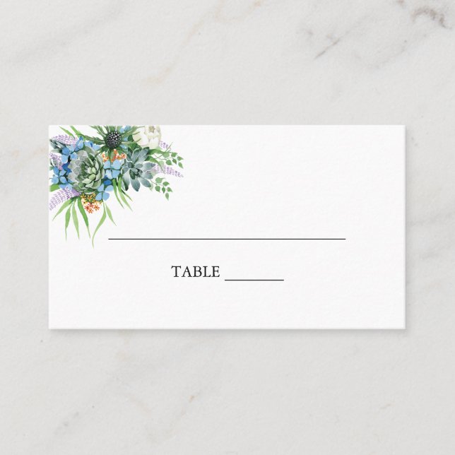 Carte De Placement Aquarelle Succulent bouquet floral Mariage Boho (Devant)