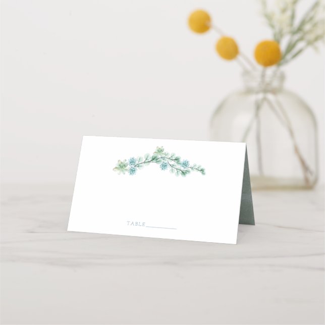 Carte De Placement Aquarelle Succulent Jardin élégant Mariage d'été (Devant)