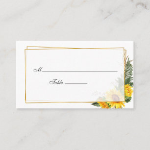 Carte De Placement Aquarelle tournesol Rustique Mariage géométrique