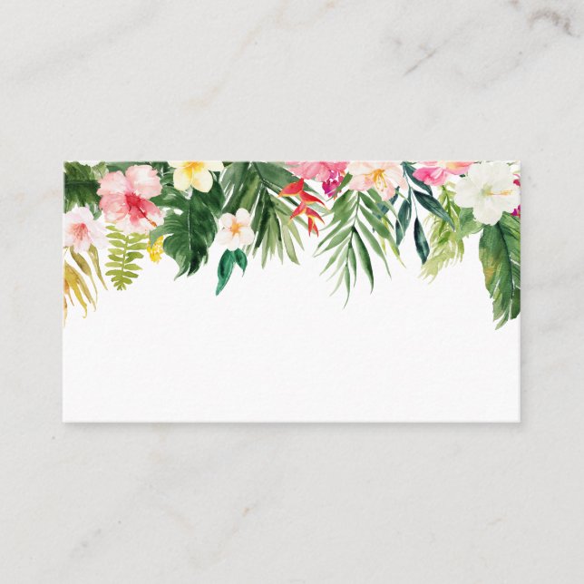 Carte De Placement Aquarelle Tropical Green and Flowers Mariage (Devant)