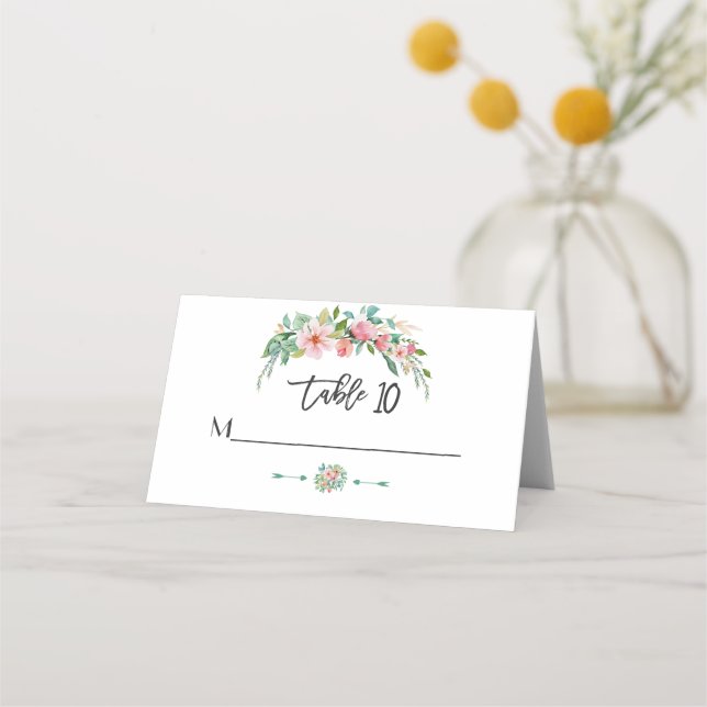 Carte De Placement Aquarelle tropicale exotique Luau Mariage floral (Devant)