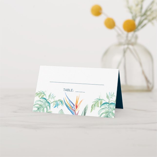 Carte De Placement Aquarelle tropicale Verdure Mariage floral (Devant)