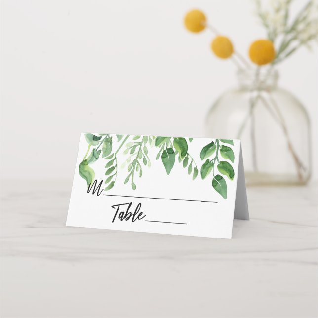 Carte De Placement Aquarelle Verdure Écriture Décontractée Typographi (Devant)